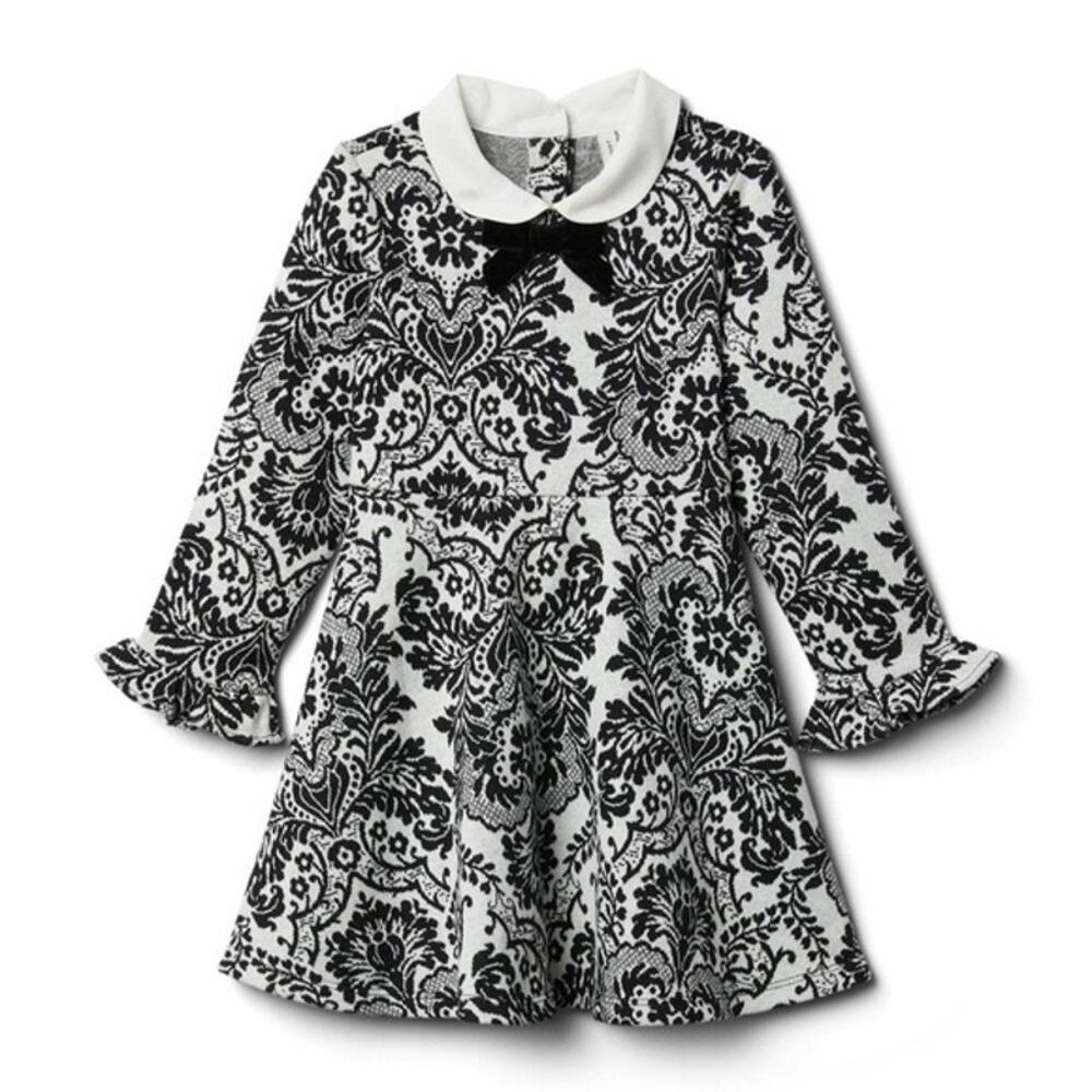 Janie and Jack Damask Print Peter Pan Collar Dress Sz 7